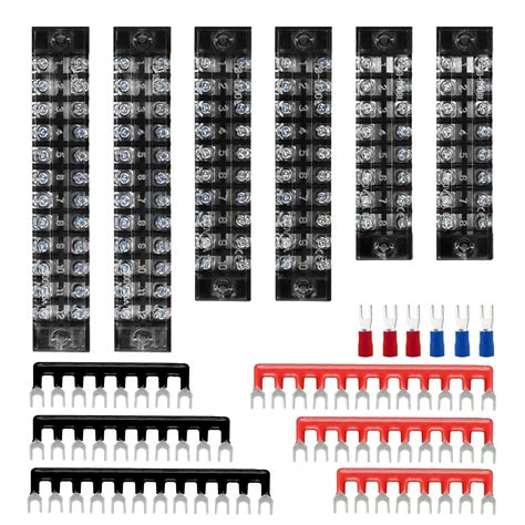 JINXIAN 6 Stück Schraubklemmenblock Doppelreihige 8 10 12 Position