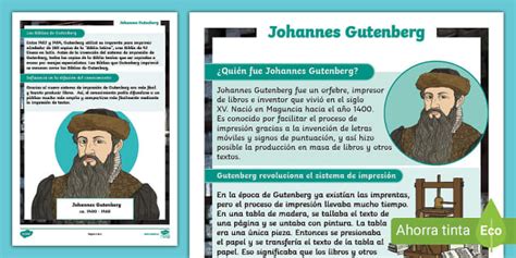 Comprensi N Lectora Johannes Gutenberg Twinkl