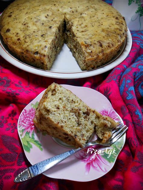 kek pisang walnut kukus fizas cooking