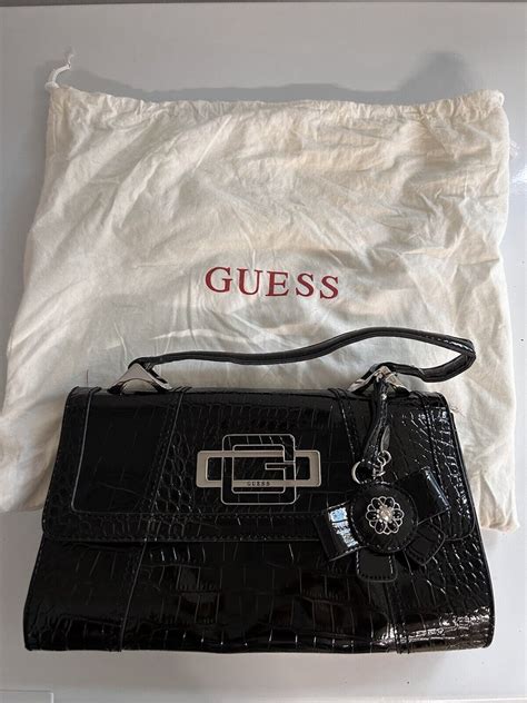 GUESS Handbag Shoulder Bag Baguette Design Monogram Y2K 2000s Black EBay