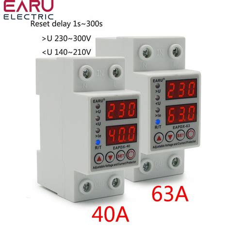 40A 63A 230V Din Rail Adjustable Over Voltage And Under Voltage