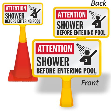 Attention Shower Before Entering Pool Coneboss Pool Sign Sku Cb 1228