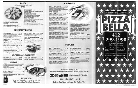 Pizza Bella Menu Menu For Pizza Bella Moon Township Pittsburgh