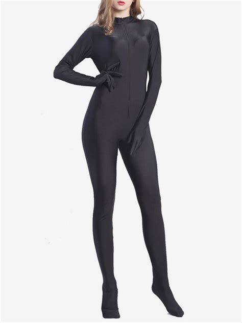 Black Sexy Bodysuit Adults Lycra Spandex Catsuit For Women