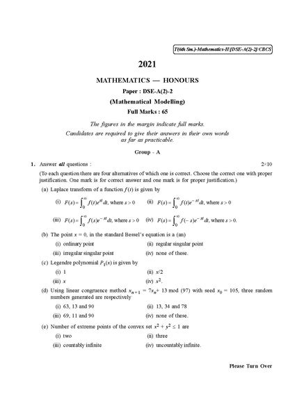 File Cu 2021 B Sc Honours Mathematics Semester Vi Paper Dse A 2 2 Qp