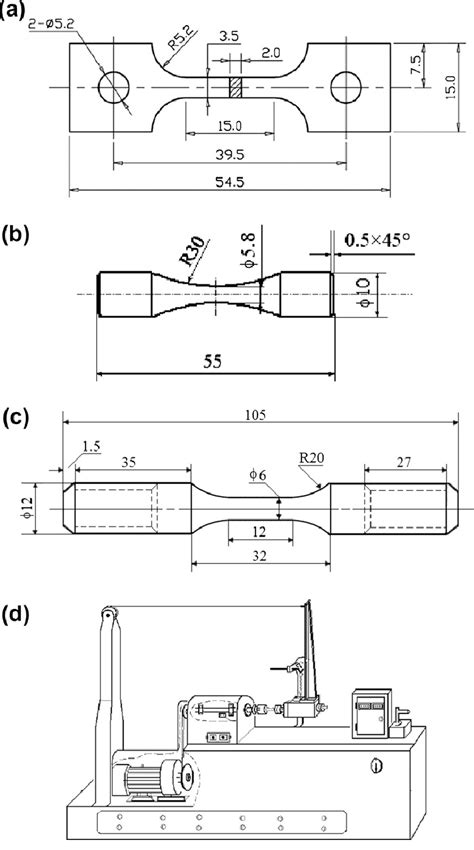 Shape And Size Of A Sheet Tensile Specimen For Tensile Test B Download Scientific Diagram