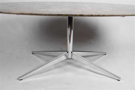 Florence Knoll Oval Emperador Marble Top Dining Table Conference Table