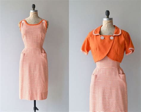 Ice Cream Social Dress Vintage 1950s Gingham Dress 50s Cotton Day Dress