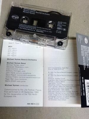 Michael Nyman The Piano Concerto MGV Cassette Album Netherlands