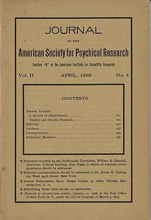 Journal Of The American Society For Psychical Research Volume Ii No