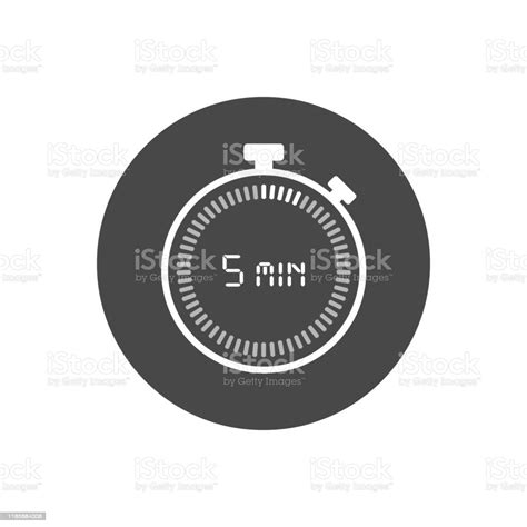 The 5 Minutes Stopwatch Vector Icon Digital Timer Clock And Watch Timer Countdown Symbol Stock