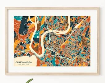 CHATTANOOGA TN Map Art Wall Decor City Map Chattanooga Etsy