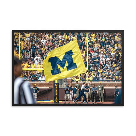 University of Michigan Football Flag Framed Print - Etsy