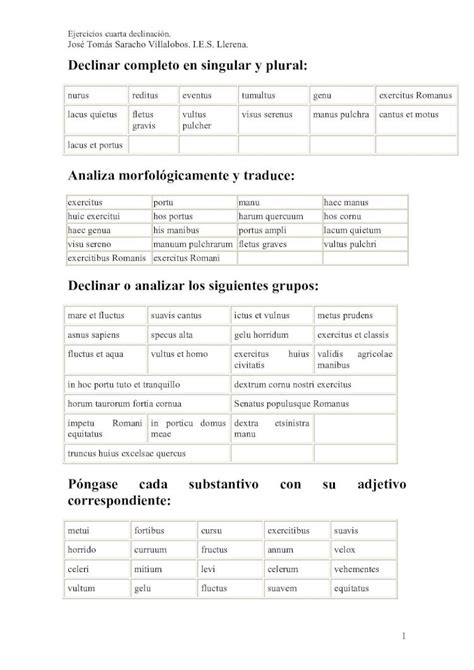 PDF Ejercicios Cuarta Declinación DOKUMEN TIPS