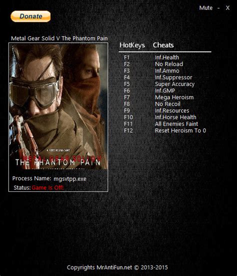 Metal Gear Solid V The Phantom Pain Cheat Table Likosds