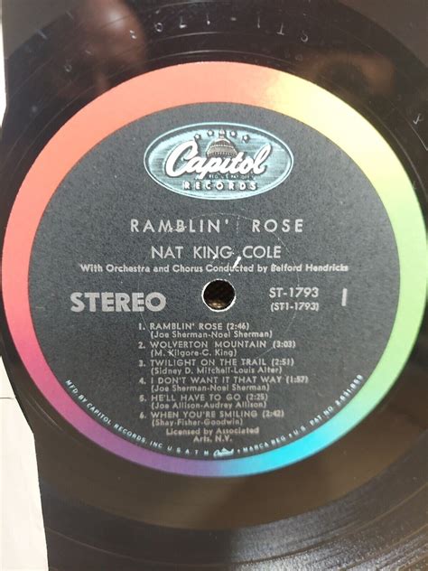 Nat King Cole Ramblin Rose Vg Vg Lp Capitol Record St Vinyl