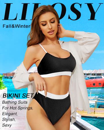 Amazon Lilosy Petite High Waisted Tummy Control Bikini Ribbed Sporty Brazilian Swimsuit Set