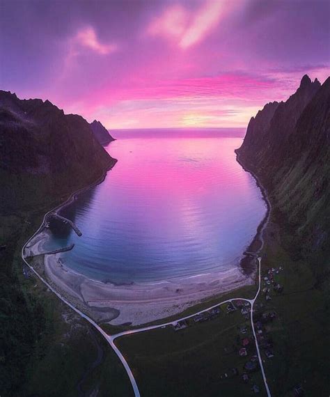 Visit Senja on Instagram: “Magical sunset at Ersfjord Beach in Senja Island😍🇳🇴 Who would y ...