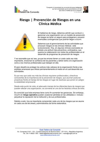 Prevencion De Riesgos En Una Clinica Medica PDF