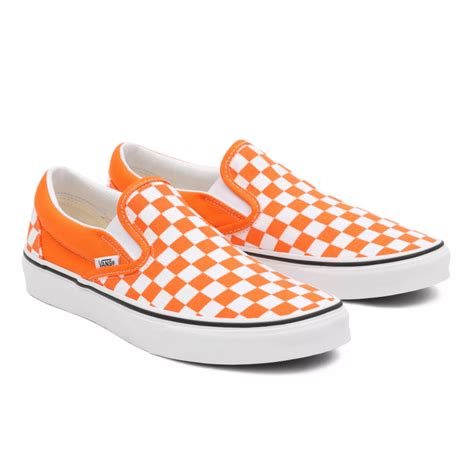 Vans รองเท้าผ้าใบ Classic Slip On Checkerboard Orange Tigertrue