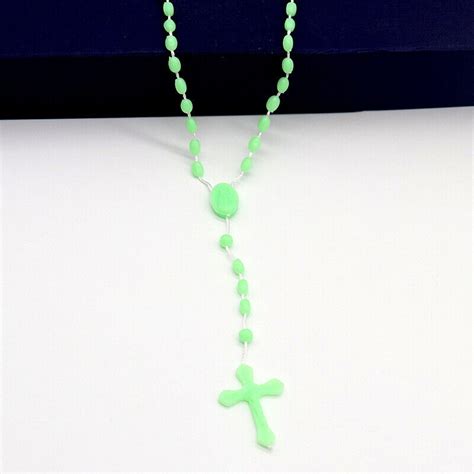 Luminous Catholic Christ Jesus Cross Plastic Rosary Necklace Souvenirs