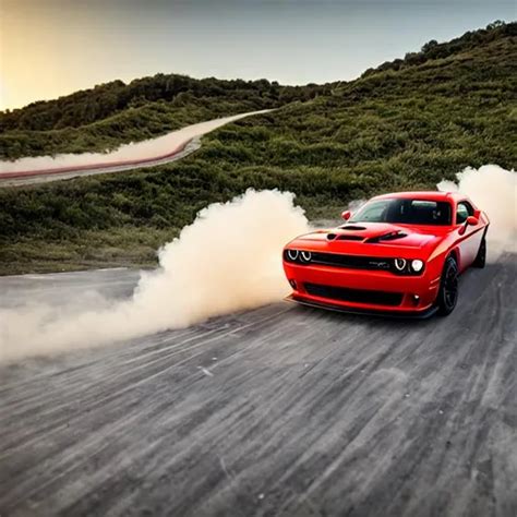 Dodge Challenger Hellcat Doing Burnout And Smoking F