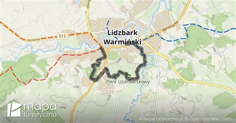 Czarny szlak turystyczny Lidzbark Warmiński Lidzbark Warmiński mapa