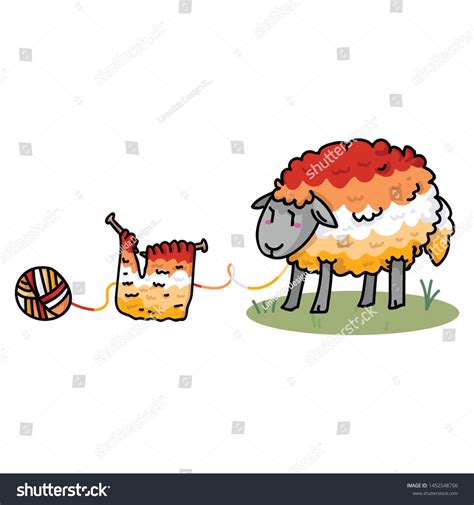 Cute Butch Lesbian Fluffy Sheep Cartoon Vector De Stock Libre De Regalías 1452548756