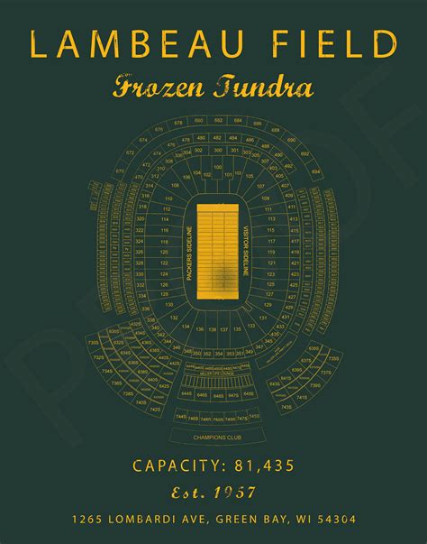 Lambeau Field Seating Chart Green Bay Packers Lambeau Field Etsy Canada