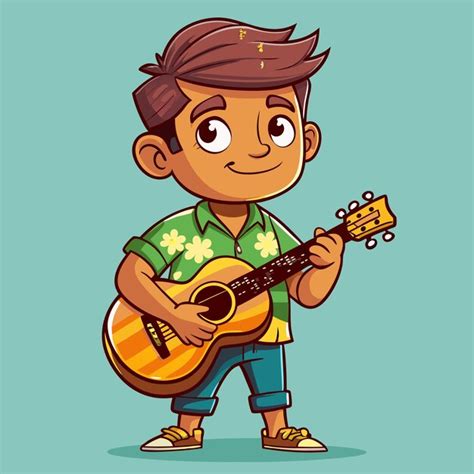 Premium Vector Cartoon Man Playing Ukulele In Action Illustration