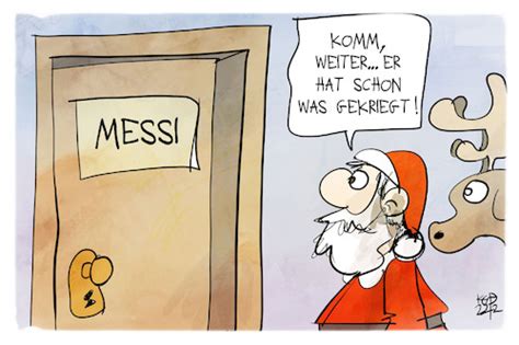 Weihnachten für Messi von Kostas Koufogiorgos Sport Cartoon TOONPOOL