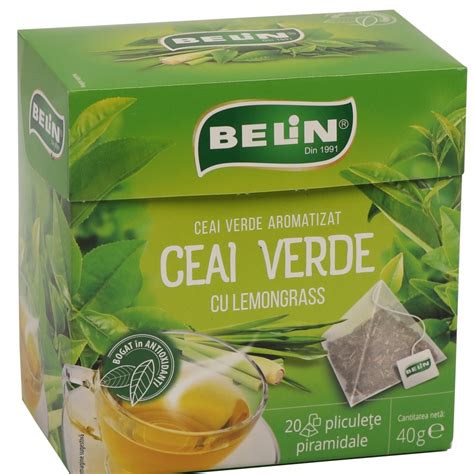 Ceai Verde Cu Lemongrass 20 Plicuri Belin Farmacia Tei Online