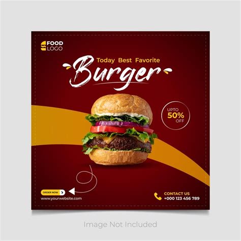 Vector köstliche menü burger social media vorlage Premium Vektor