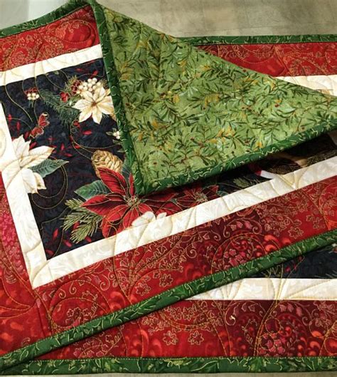 Holiday Placemats Quilted Placemats Poinsettia Placemats Etsy