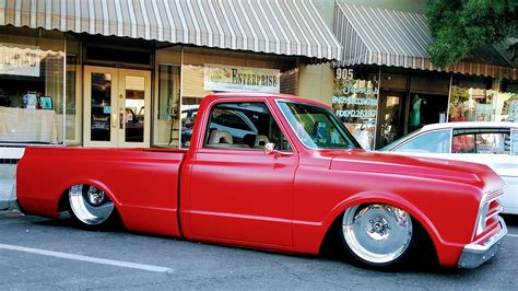 A Slammed Chevy C10 On Display At A Local Car Show In Gilroy Ca R