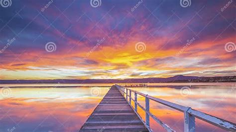 Lake Illawarra Sunset stock photo. Image of lake, jetty - 178959250