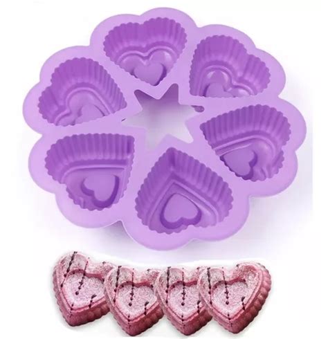 Molde Silicona Corazones Muffin Cupcake Flan Reposteria