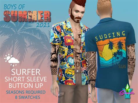 The Sims Resource SimmieV BoS Surfer Short Sleeve Button Up