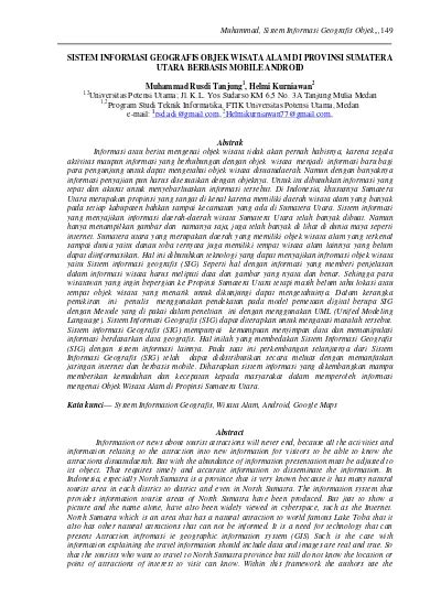 SISTEM INFORMASI GEOGRAFIS OBJEK WISATA ALAM DI PROVINSI SUMATERA UTARA
