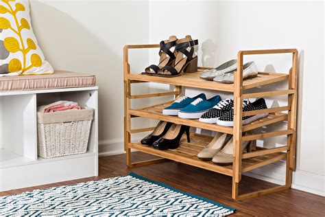 Honey Can Do Tier Nesting Bamboo Shoe Rack Walmart