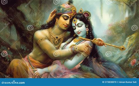 Lord Radha Krishna Are Known For Their Divine Love And Devotion Towards Each Other Stock