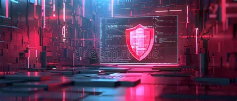 Digital Fortress Cybersecurity Shield In A Virtual World Concept