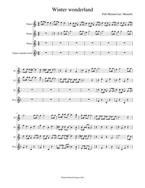 Winter Wonderland For Flute Trio And Alto Flute Sheet Music For Flute Flute Alto Woodwind