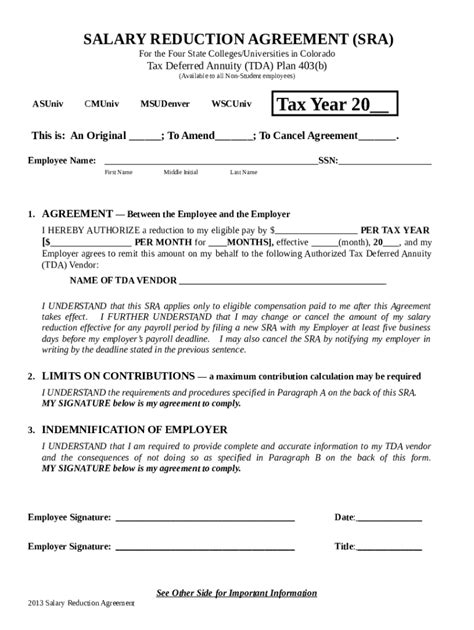 Salary Reduction Agreement Fill Online Printable Doc Template