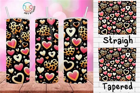 Leopard Print Heart 20oz Skinny Tumblers Graphic By HugHang Art Studio