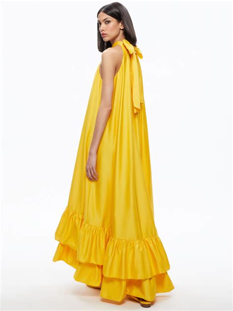 Yellow High Low Halter Dress