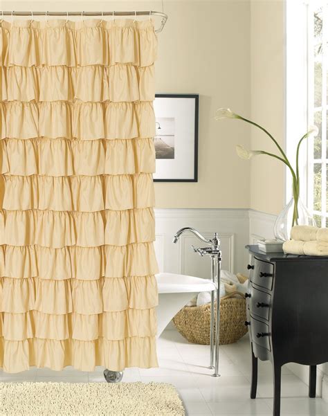 Gorgeous Cream Ruffled Shower Curtain Country Cottage Shabby Chic