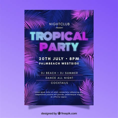 Tropischer Sommer Party Flyer Kostenlose Vektor