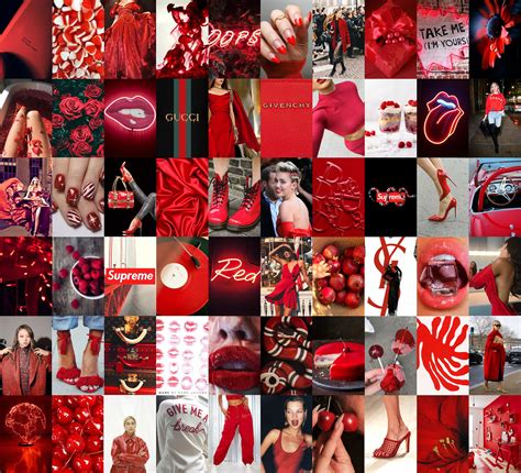 Boujee Red Aesthetic Collage Wall Kit 60 Pcs Valentines Etsy