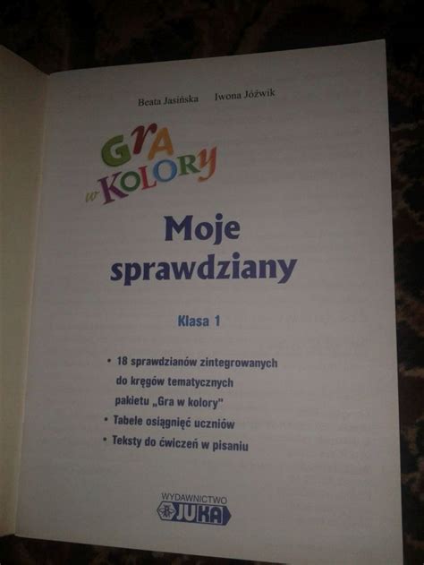 Gra W Kolory Moje Sprawdziany Klasa Ksi Ka Juka